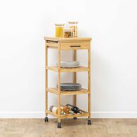 Trolley de cozinha em bambu com 3 prateleiras e gaveta