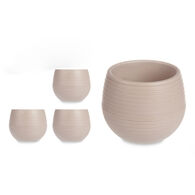 Conjunto de 3 vasos taupe com reserva de &aacute;gua 15cm