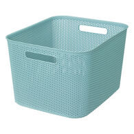 Cesto de arruma&ccedil;&atilde;o crochet azul 19l