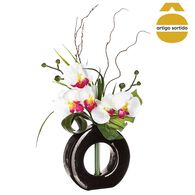Vaso com orqu&iacute;dea artificial 52cm