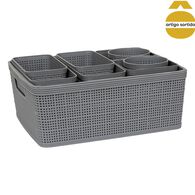 Conjunto de 10 cestos de arruma&ccedil;&atilde;o croch&ecirc; BOXY