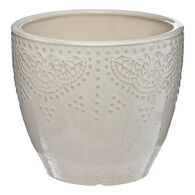 Vaso em cer&acirc;mica decorado com relevo