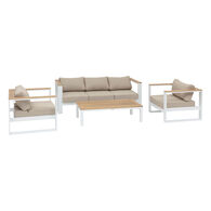 Conjunto de jardim EMPERIA branco em madeira ac&aacute;cia