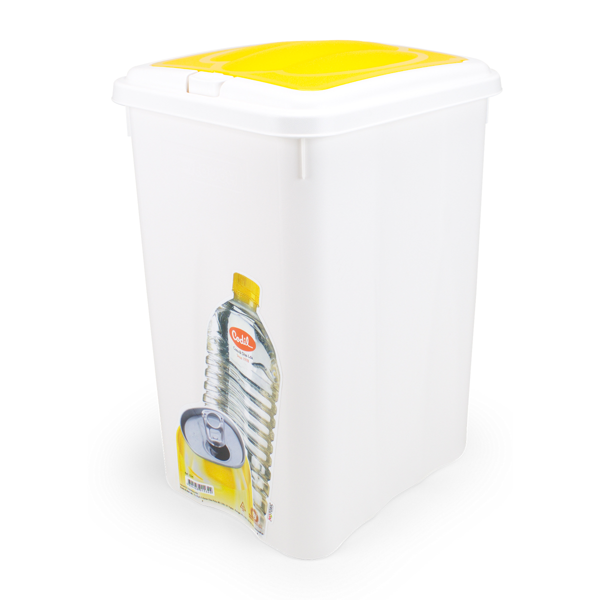 Ecoponto 21l plástico com tampa amarela