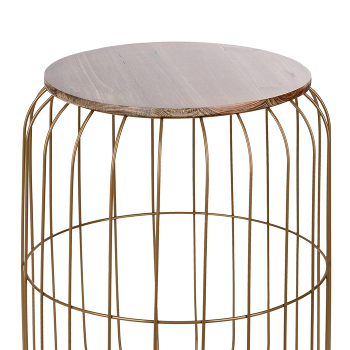 Mesa de apoio FLYO dourada em metal e madeira 50cm