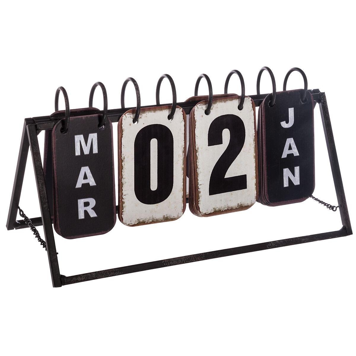 Calendário VINTAGE preto e branco em metal