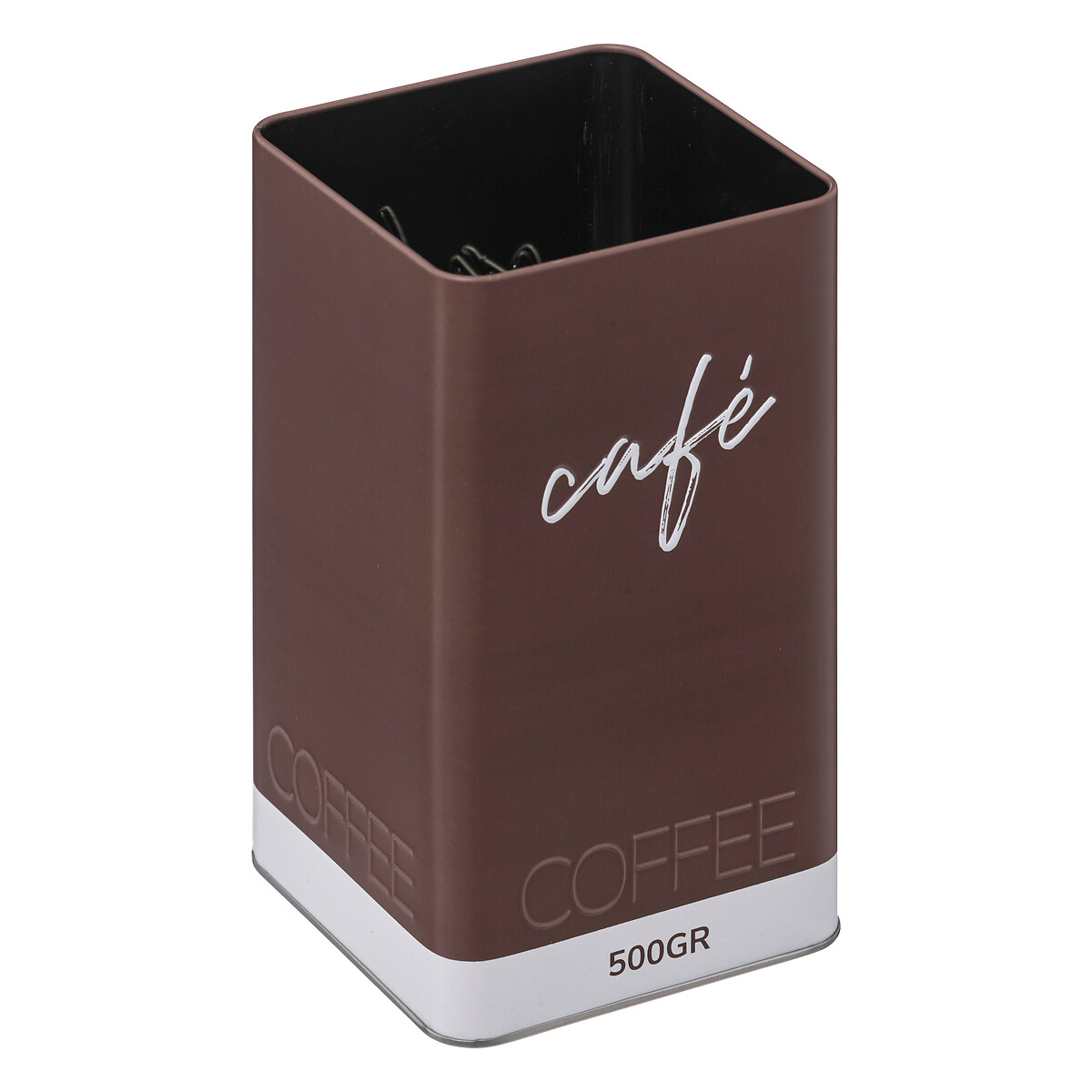 Lata castanha em metal para café