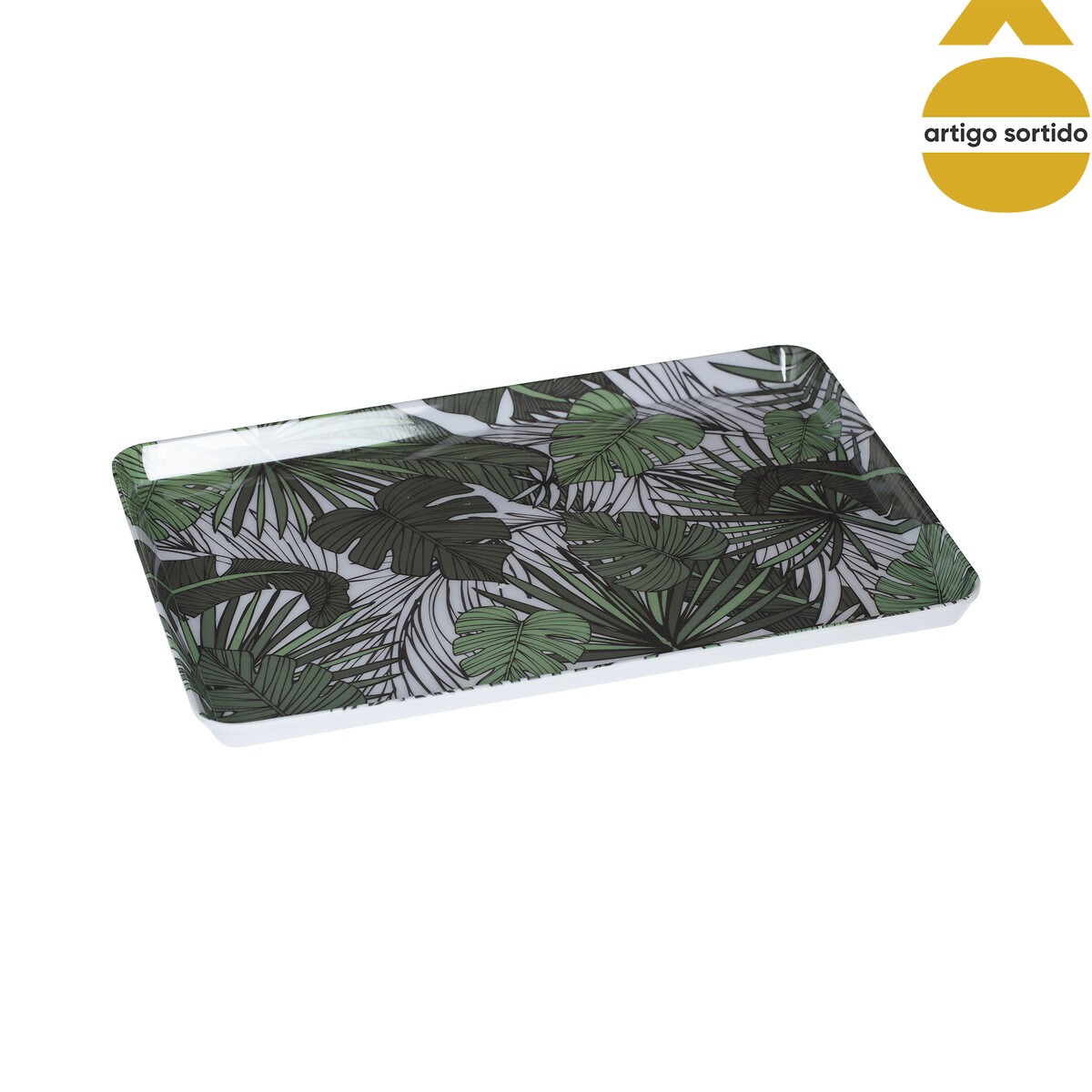 Tabuleiro de melamina decoração folhas