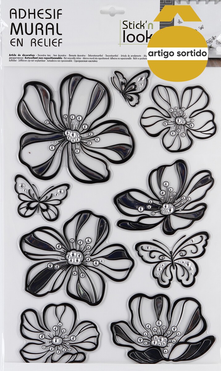 Sticker com relevo prateado 40x29cm