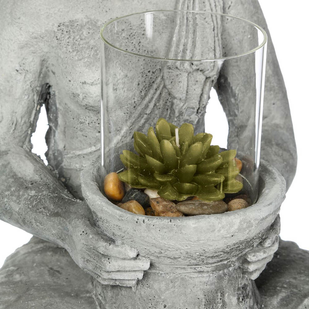 Estatueta decorativa buda cinza em cimento