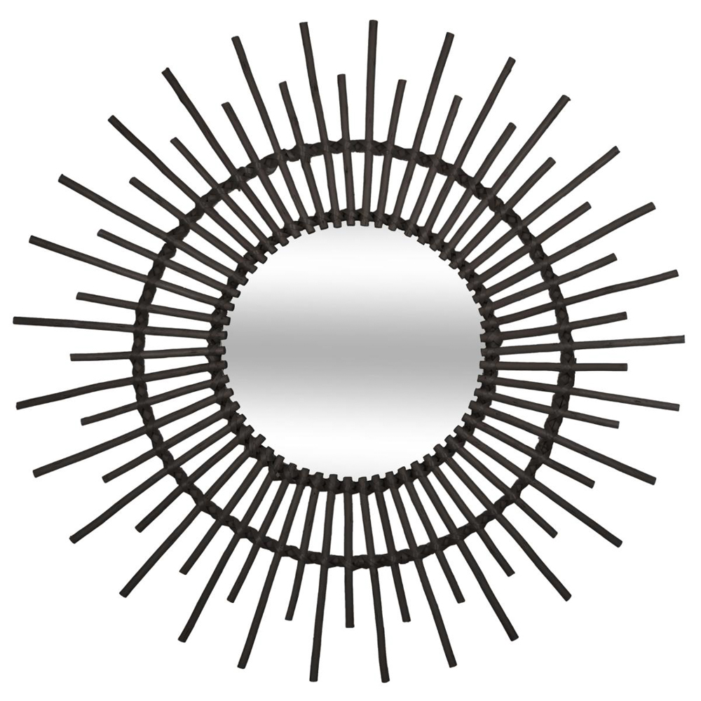 Espelho decorativo preto redondo rattan