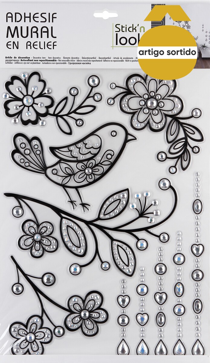 Sticker com relevo prateado 40x29cm