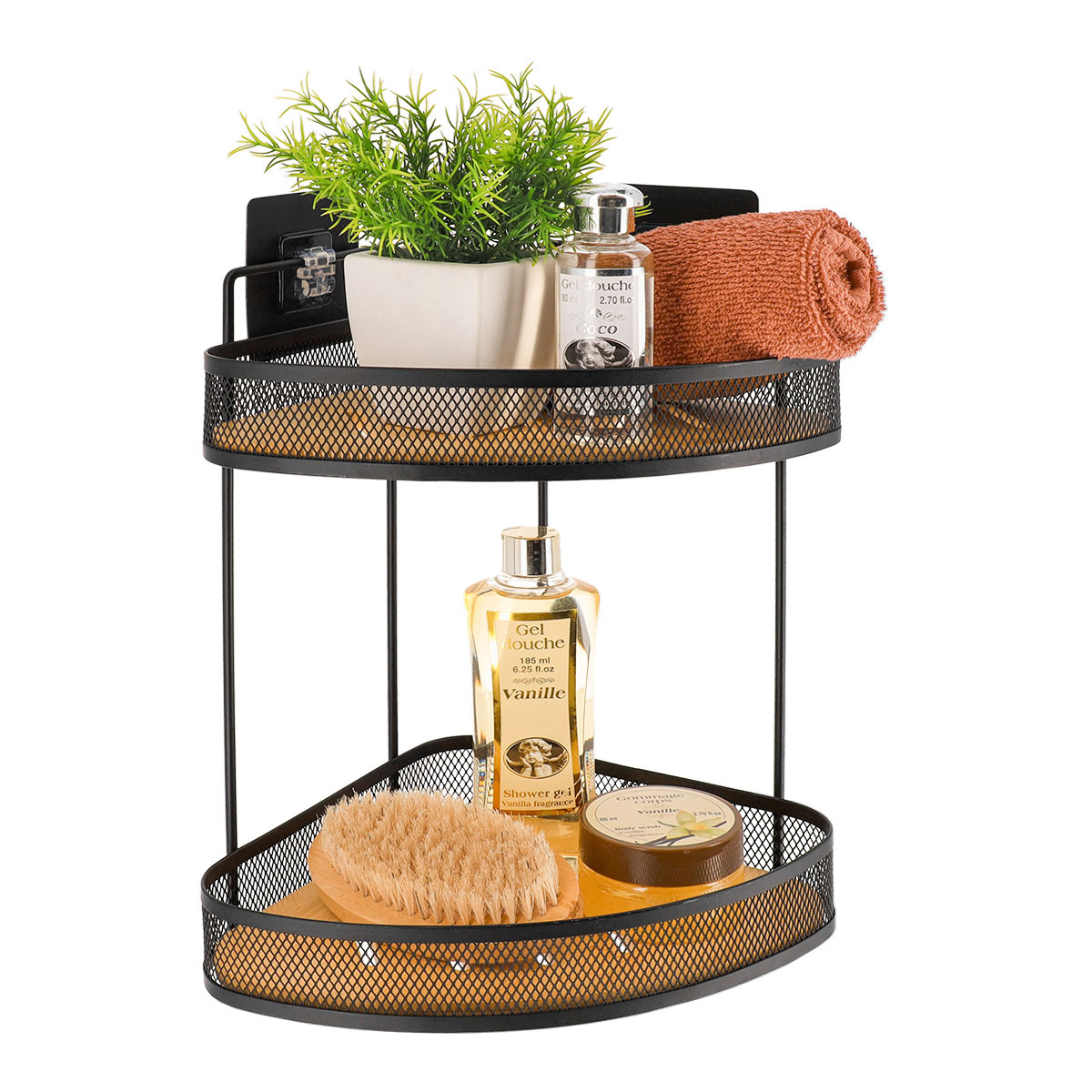 Suporte wc de canto preto 20x33cm