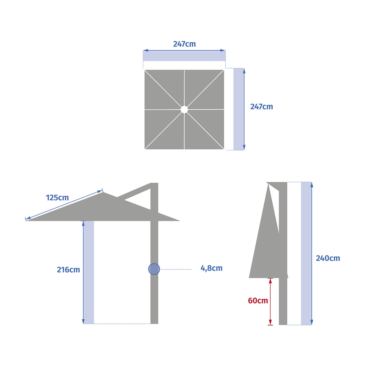 Guarda-sol MANOA descentrado &acirc;mbar 2,5m