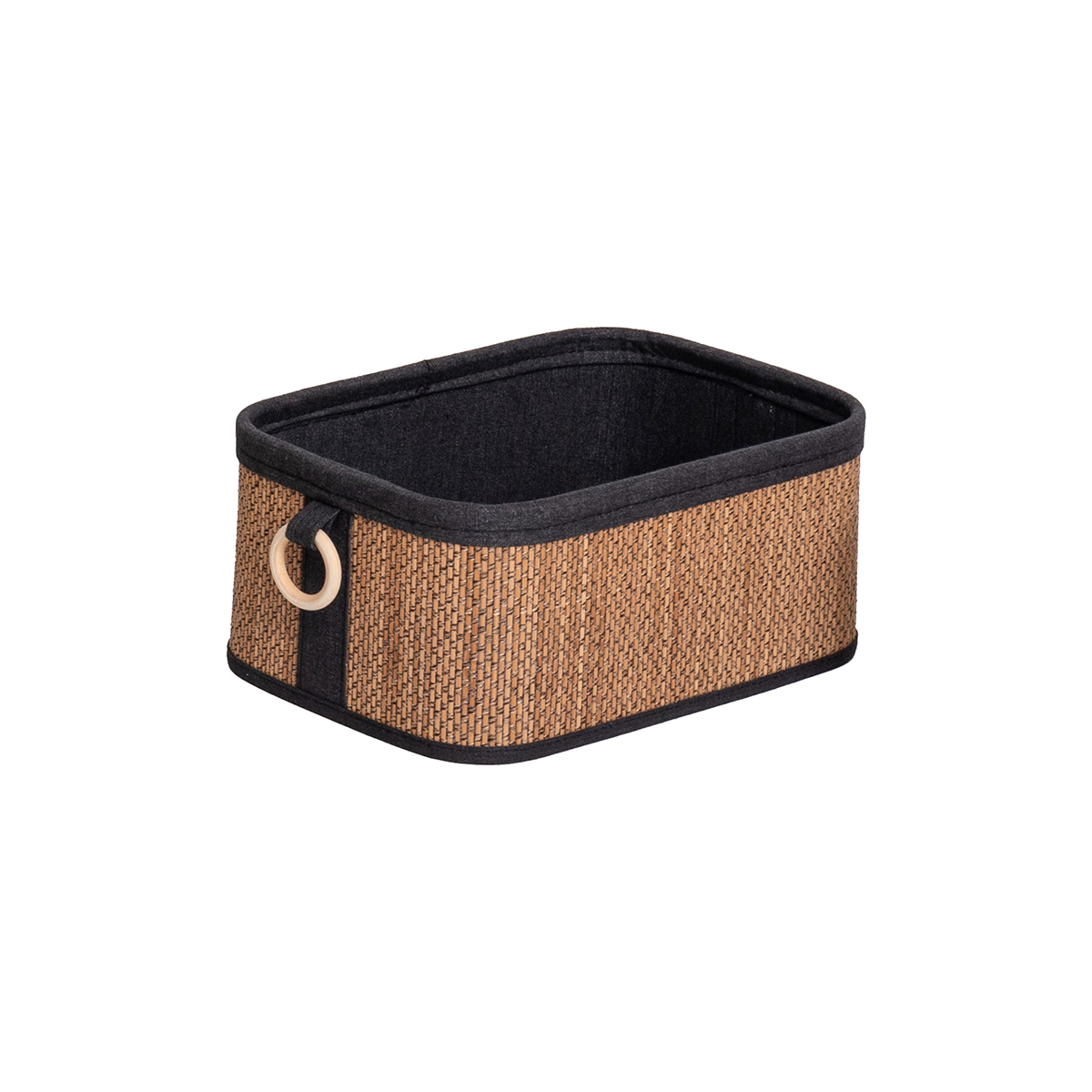 Cesto wc em bambu com alça de madeira 23x33cm