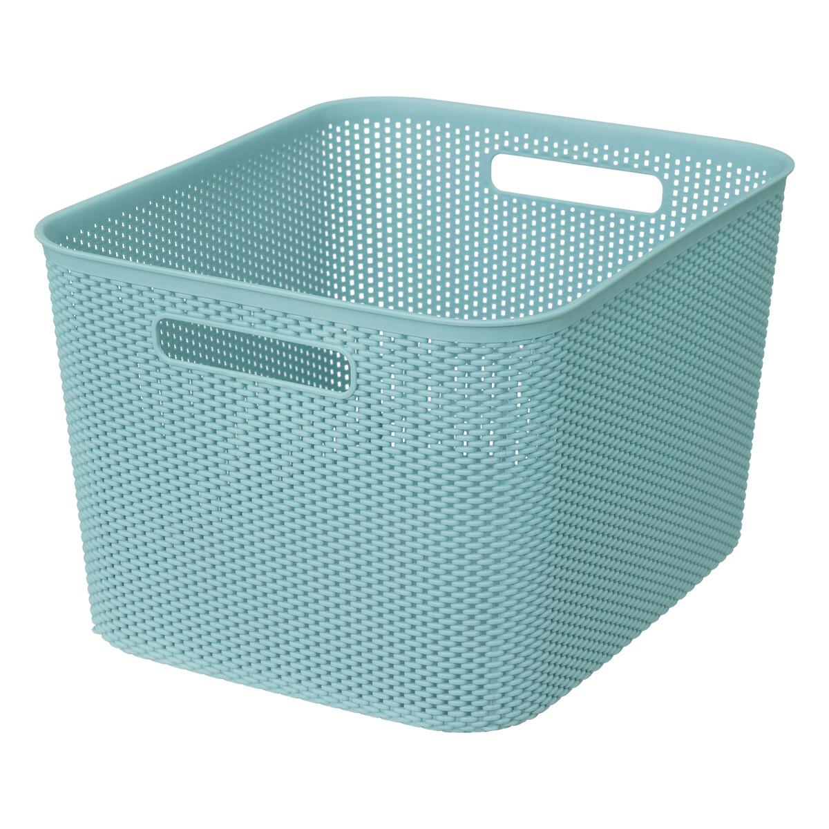 Cesto de arruma&ccedil;&atilde;o crochet azul 19l