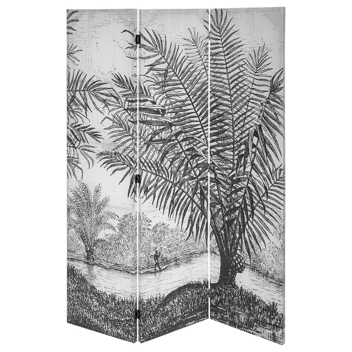 Biombo decorativo preto e branco paisagem CUBA