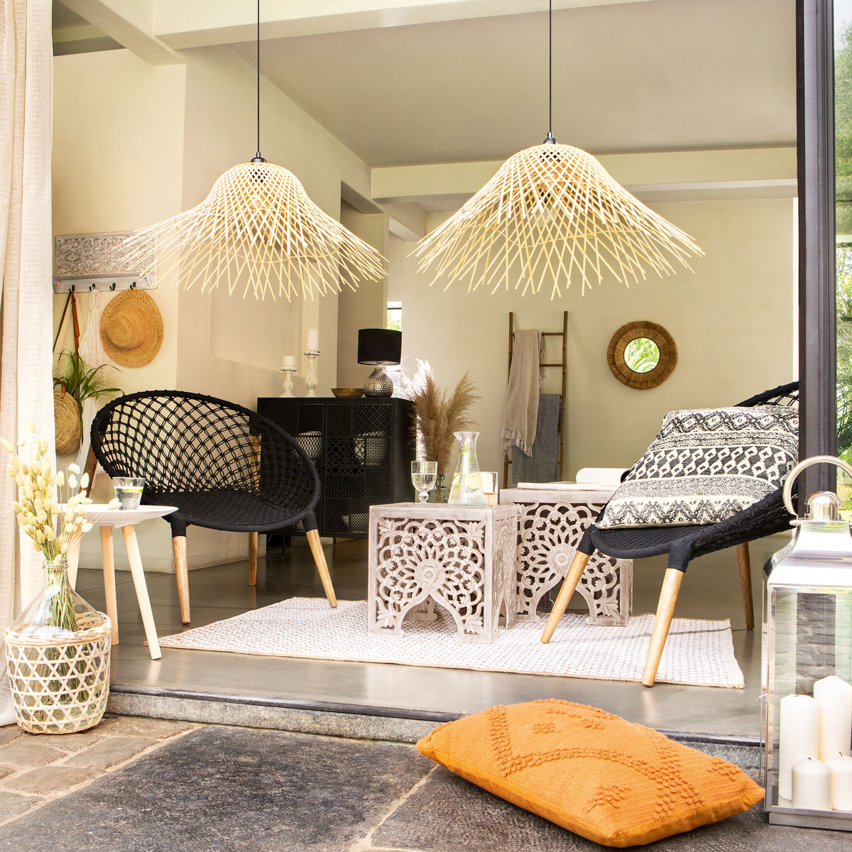 Mesa de apoio bege TERRE em mdf 45cm