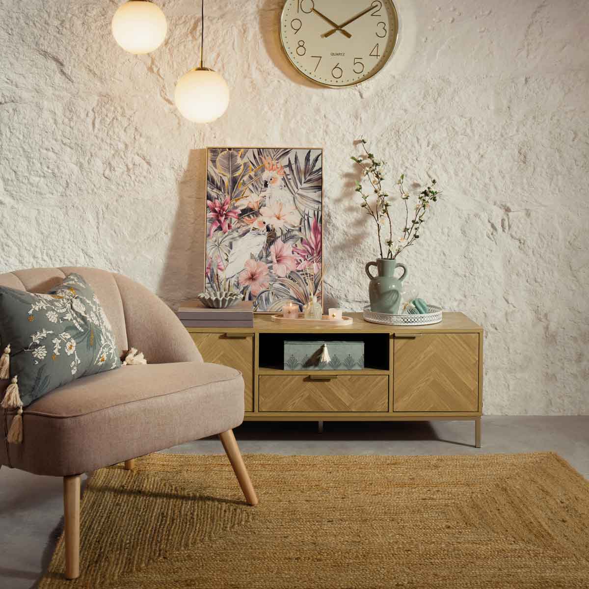 M&oacute;vel de tv CHEVRON bege em mdf