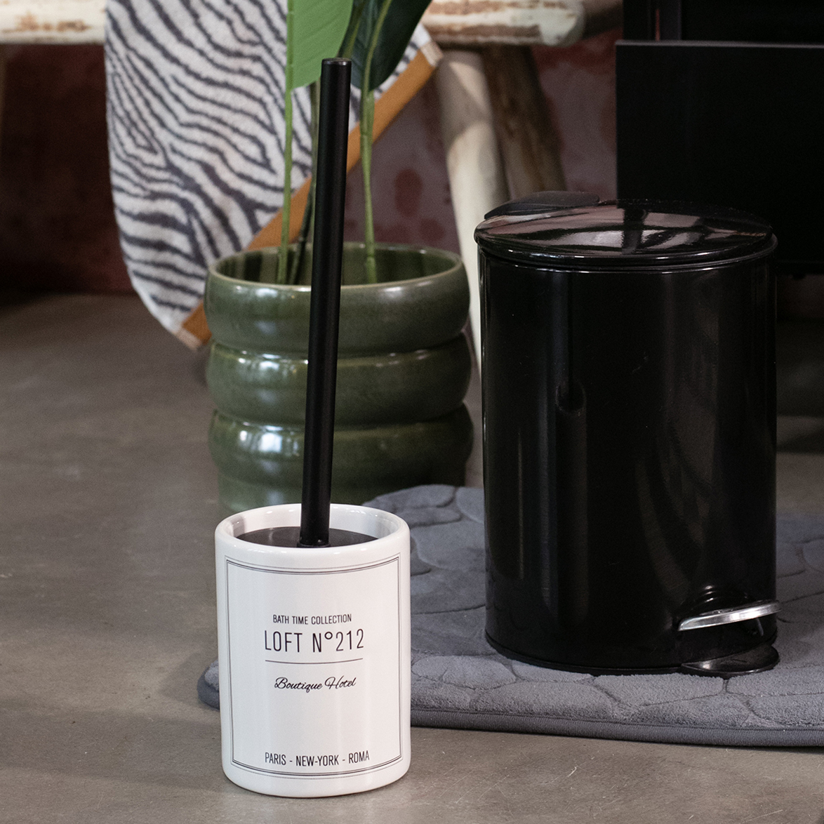 Balde wc preto em metal soft close 3l