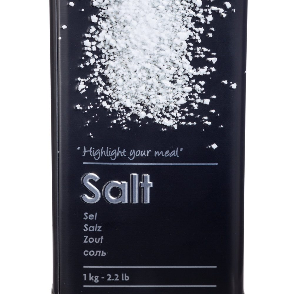 Lata para sal em metal decorada