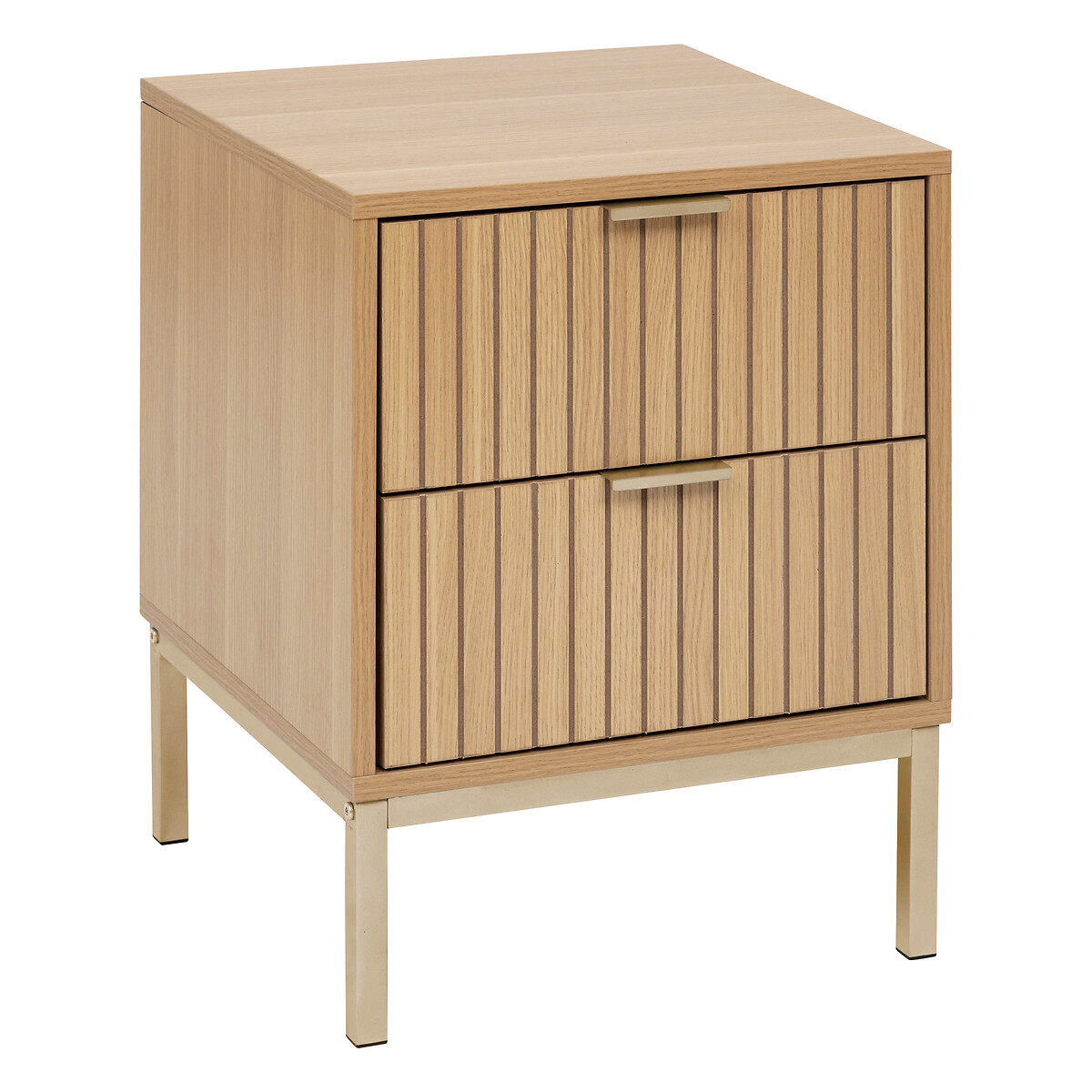 Mesa de cabeceira com 2 gavetas em mdf bege TASSO