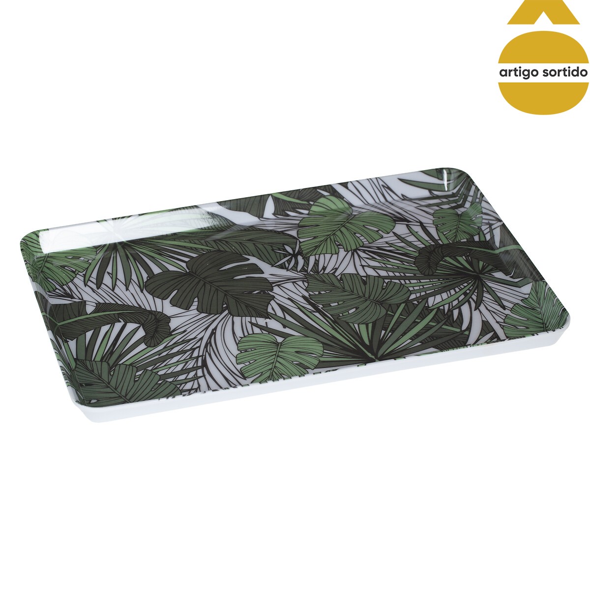 Tabuleiro de melamina decoração folhas