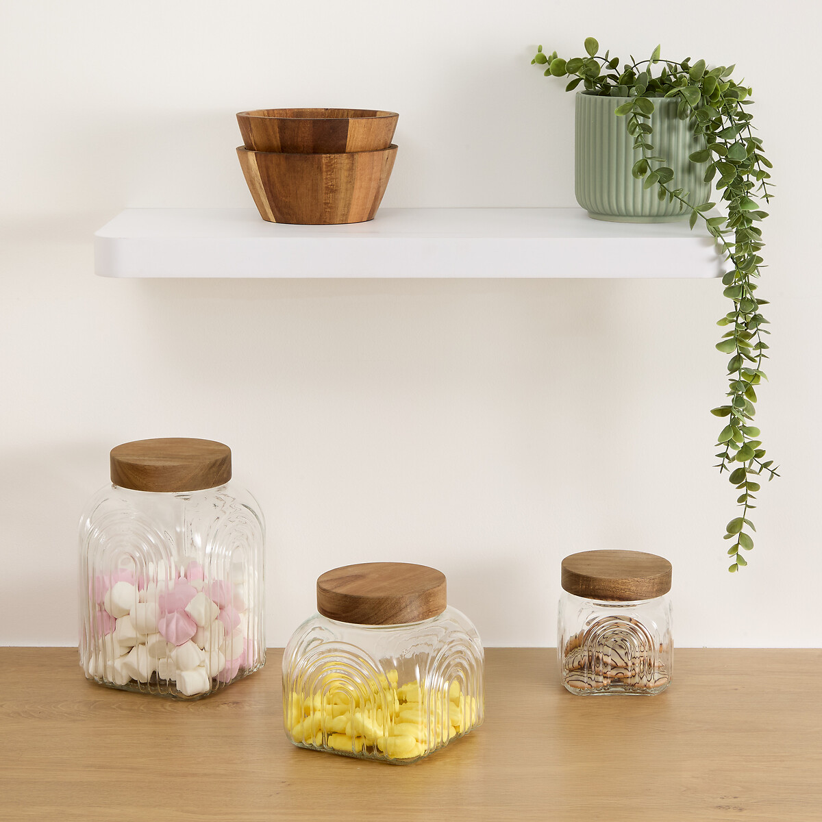 Frasco ARCHE com tampa madeira ac&aacute;cia 1L