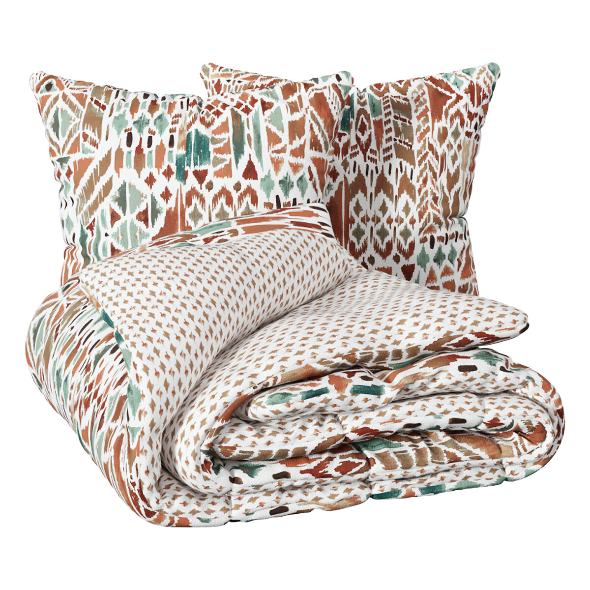 Jogo de cama estampado IKAT de algod&atilde;o 240x220cm