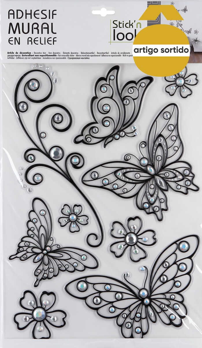 Sticker com relevo prateado 40x29cm