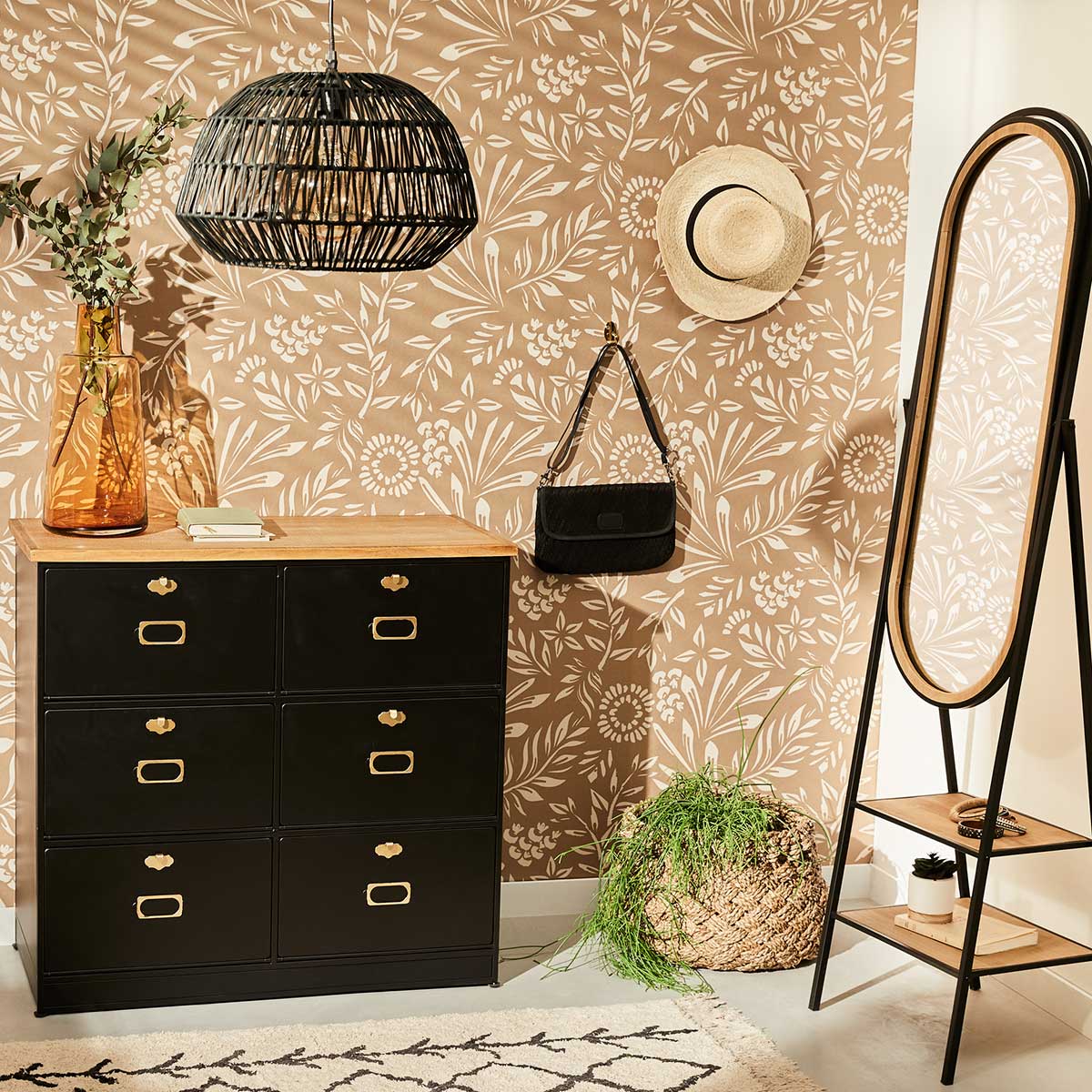 Espelho de ch&atilde;o MAEL preto 160cm