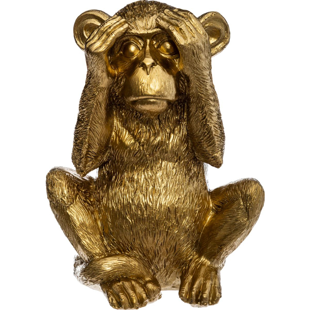 Estatueta macaco s&aacute;bio cego dourada
