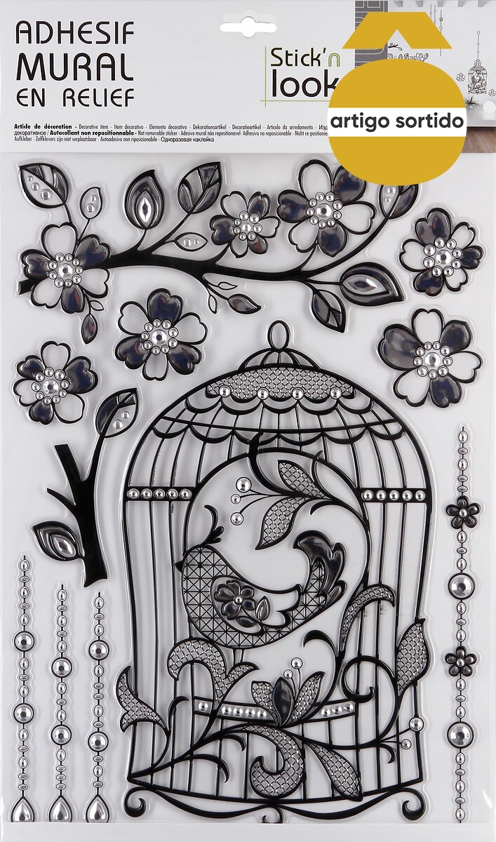 Sticker com relevo prateado 40x29cm