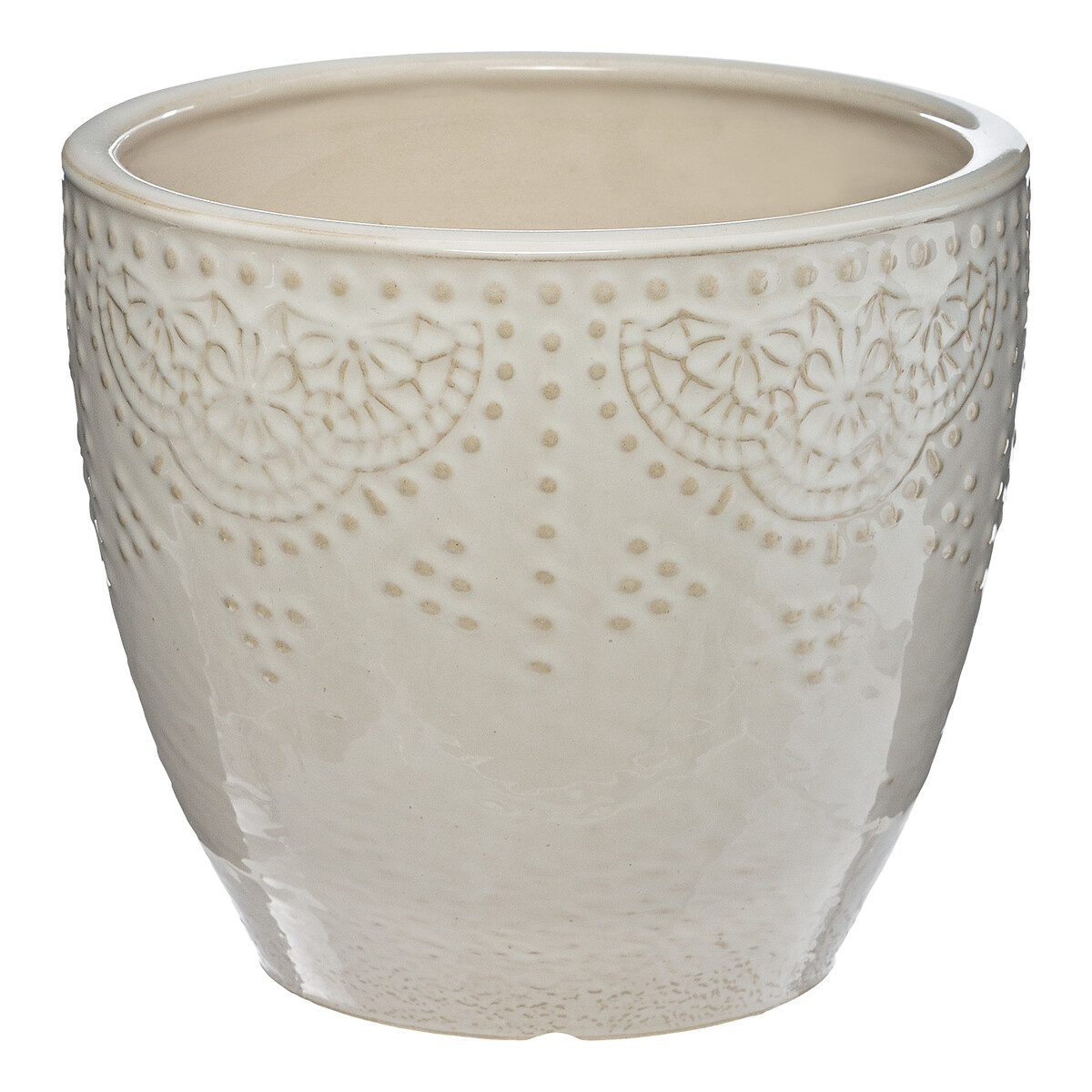 Vaso em cer&acirc;mica decorado com relevo