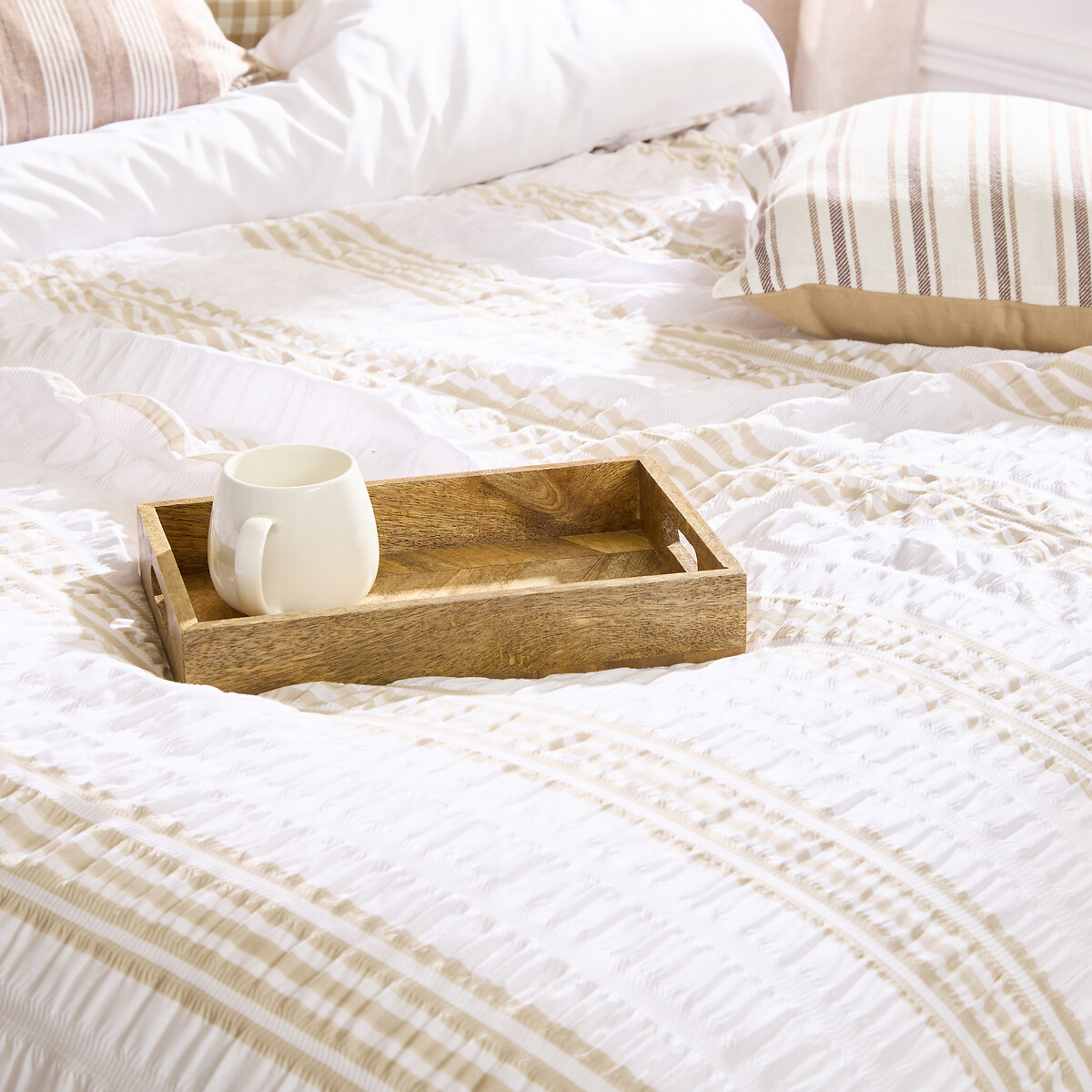 Capa de edred&atilde;o 2 capas de almofadas STRIPES branco