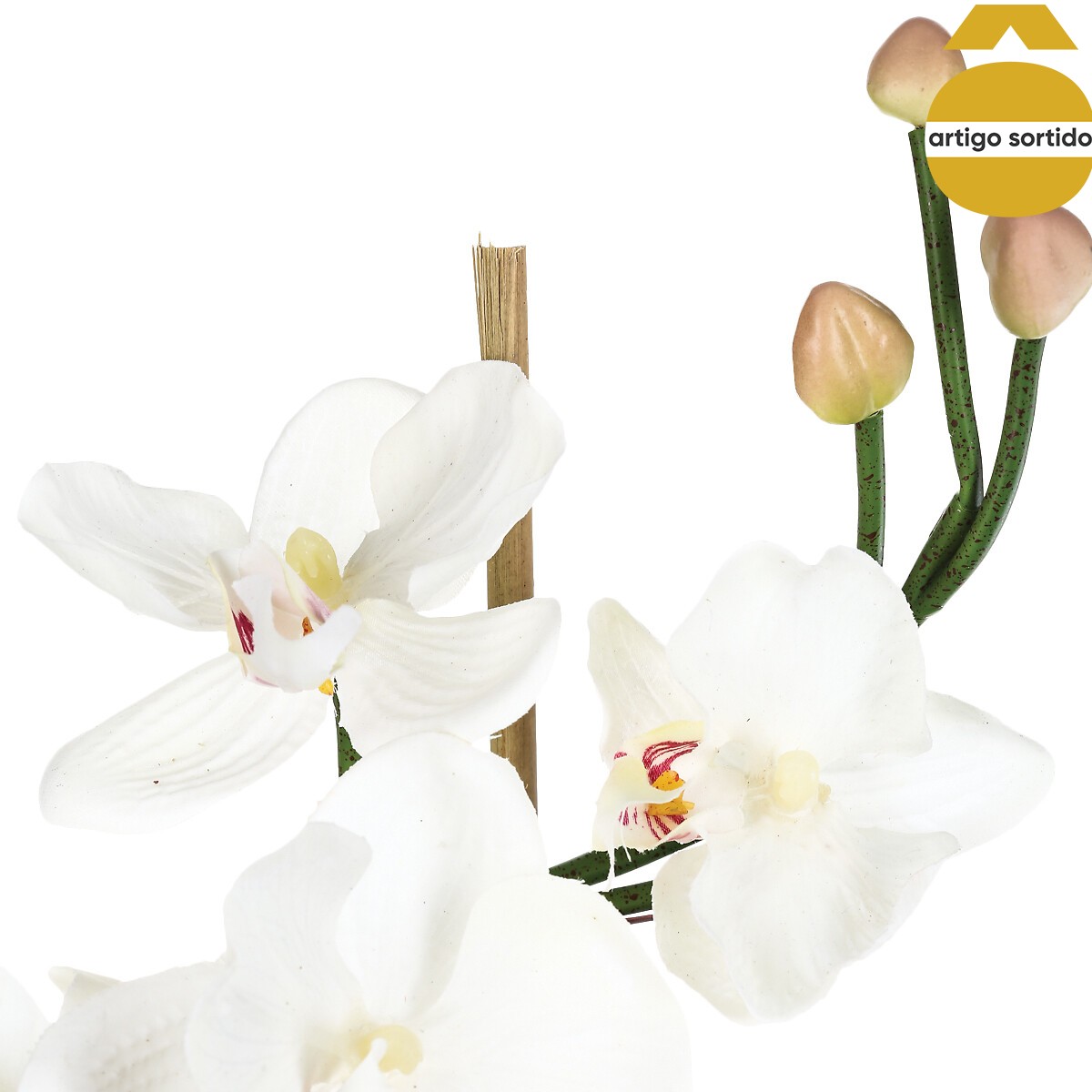 Orqu&iacute;dea com vaso em vidro 32cm