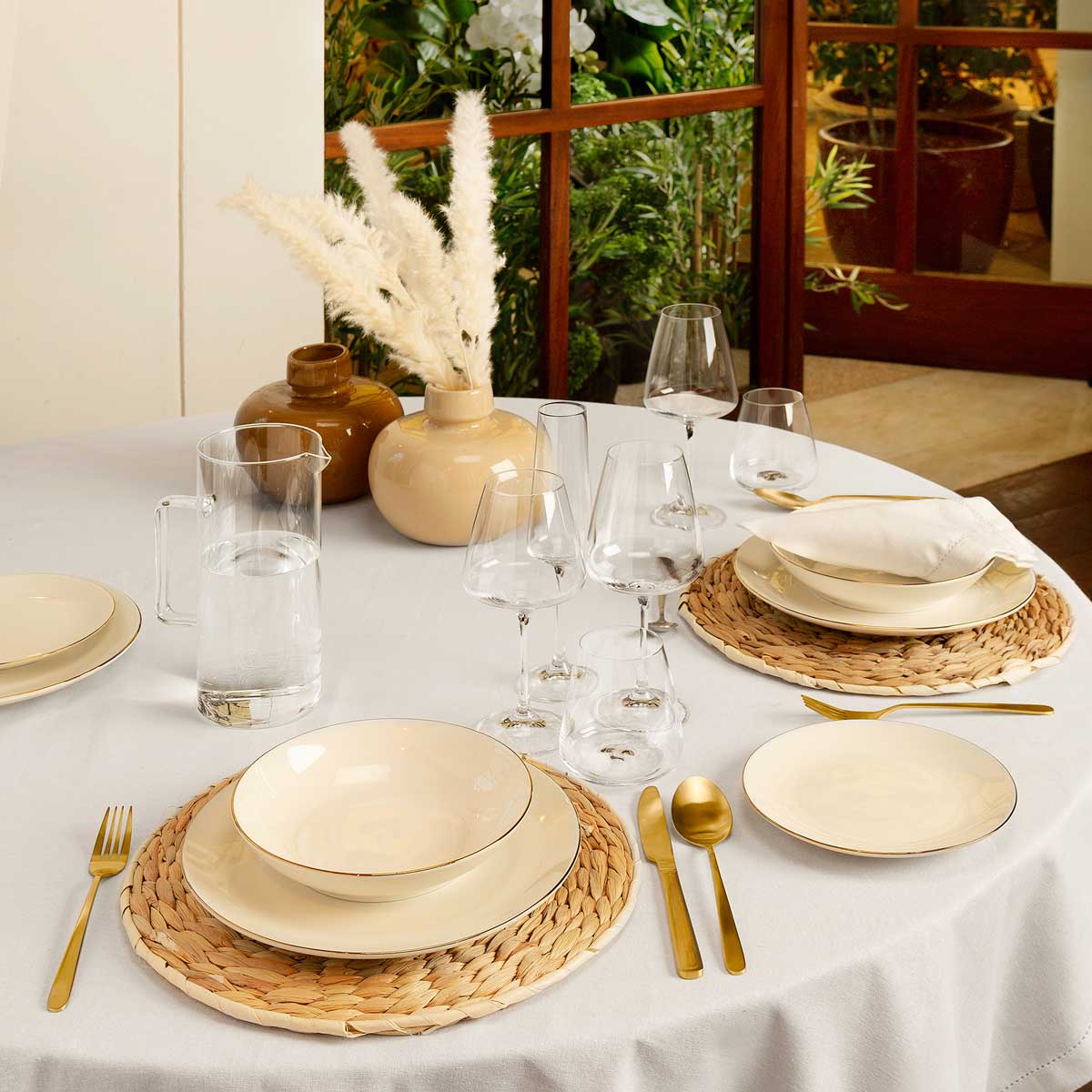 Prato de sopa PETIT SALON branco com beira dourada 20cm