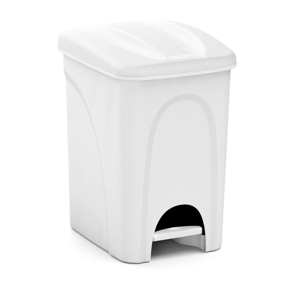 Balde lixo branco com pedal 25l