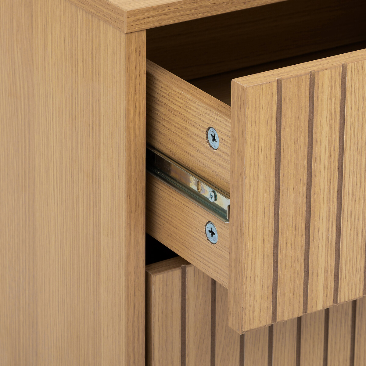 Mesa de cabeceira com 2 gavetas em mdf bege TASSO