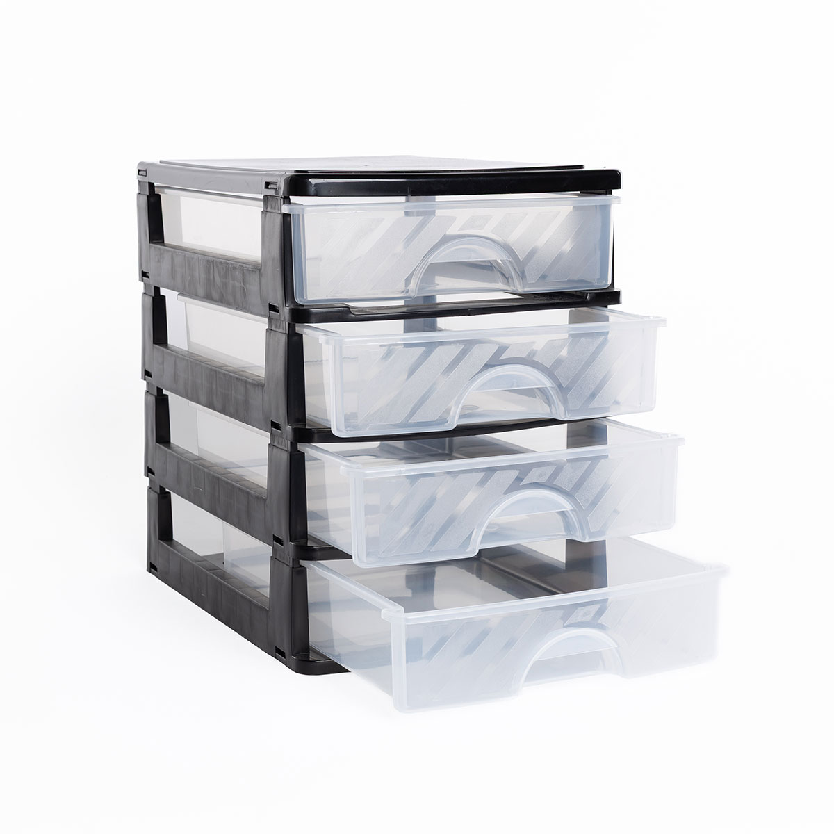 M&oacute;dulo com 4 gavetas a4 baixas preto