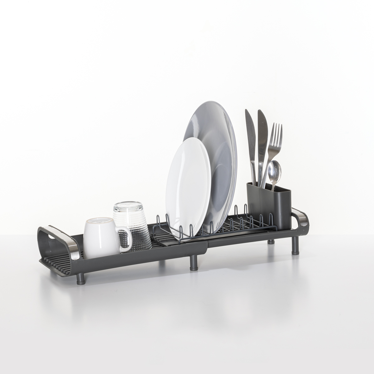 Escorredor de loi&ccedil;a ETIRA extens&iacute;vel cinza escuro