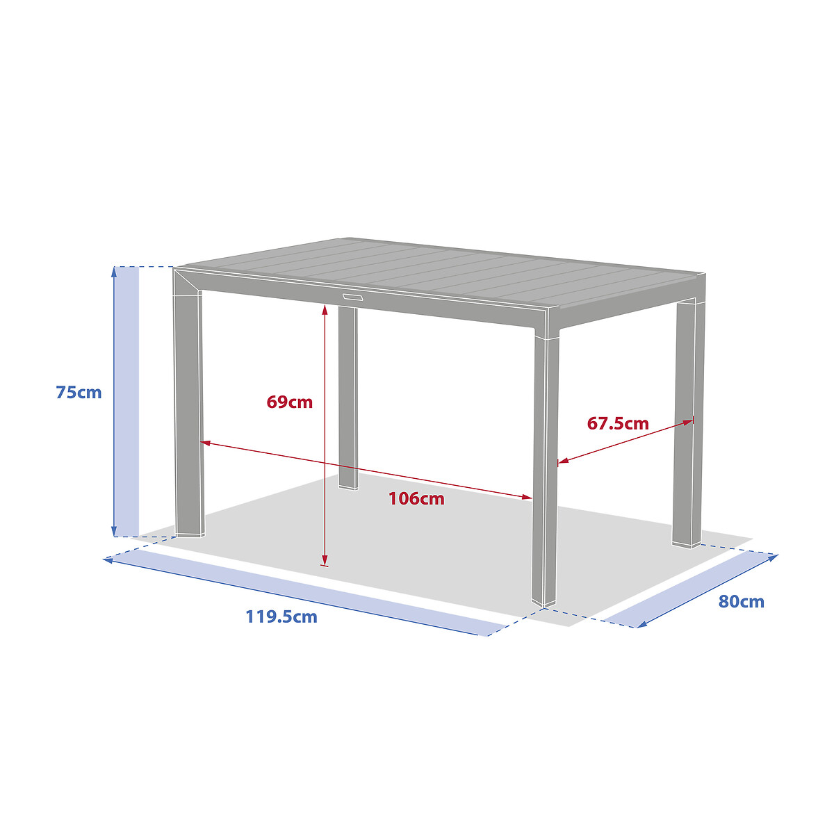 Mesa fixa EVASION bege em alum&iacute;nio