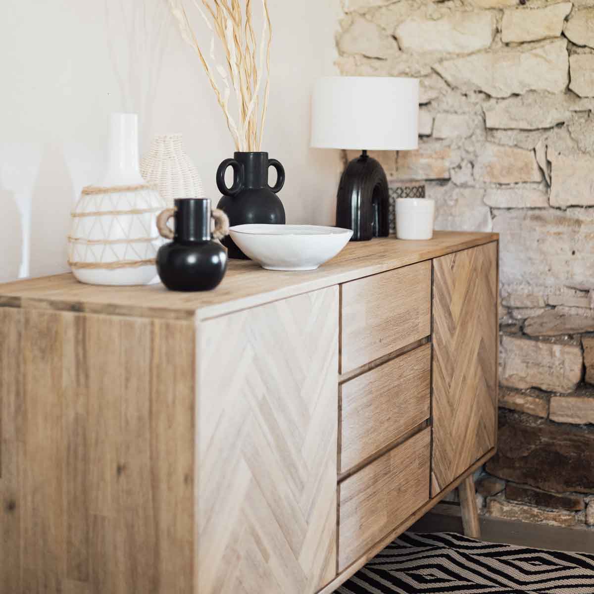 Aparador AERIS em madeira ac&aacute;cia