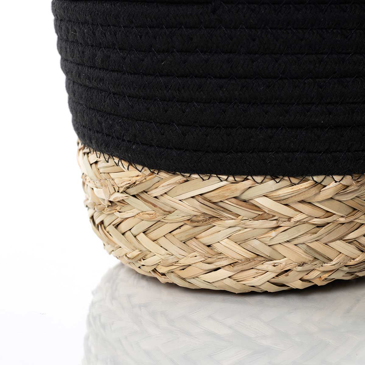 Cesto wc preto e natural 22x30cm