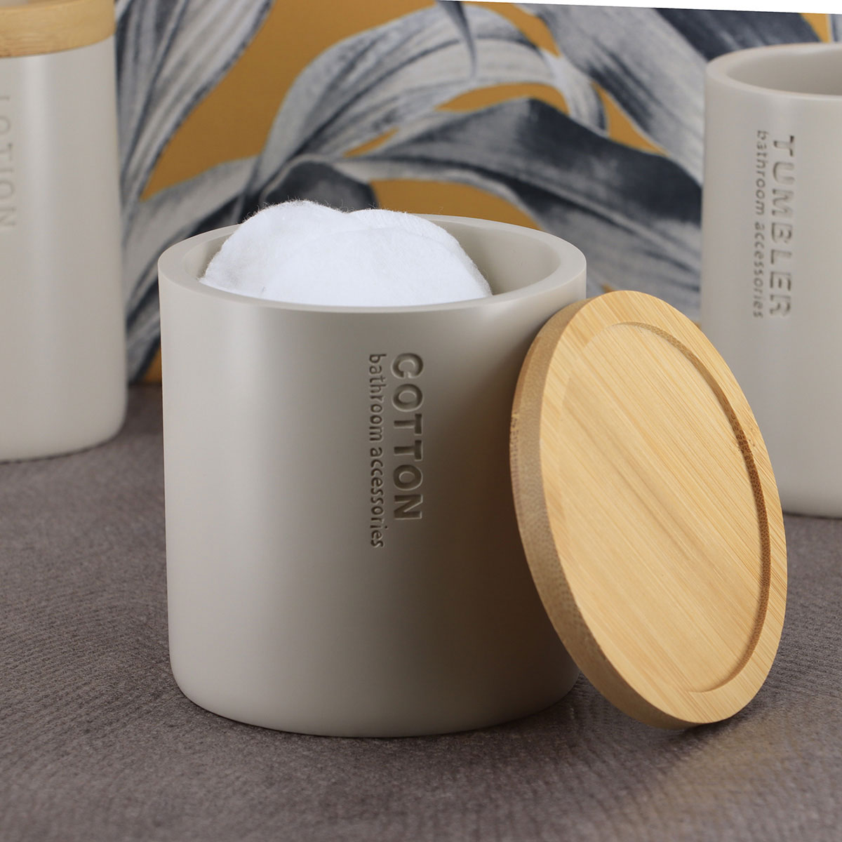 Caixa para algod&atilde;o bege