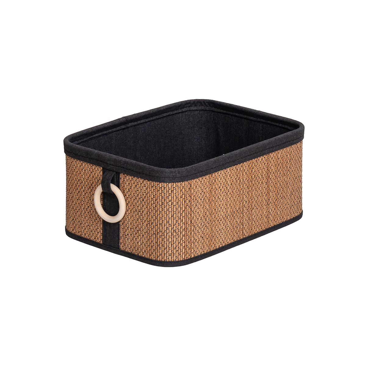 Cesto wc em bambu com alça de madeira 26x36cm