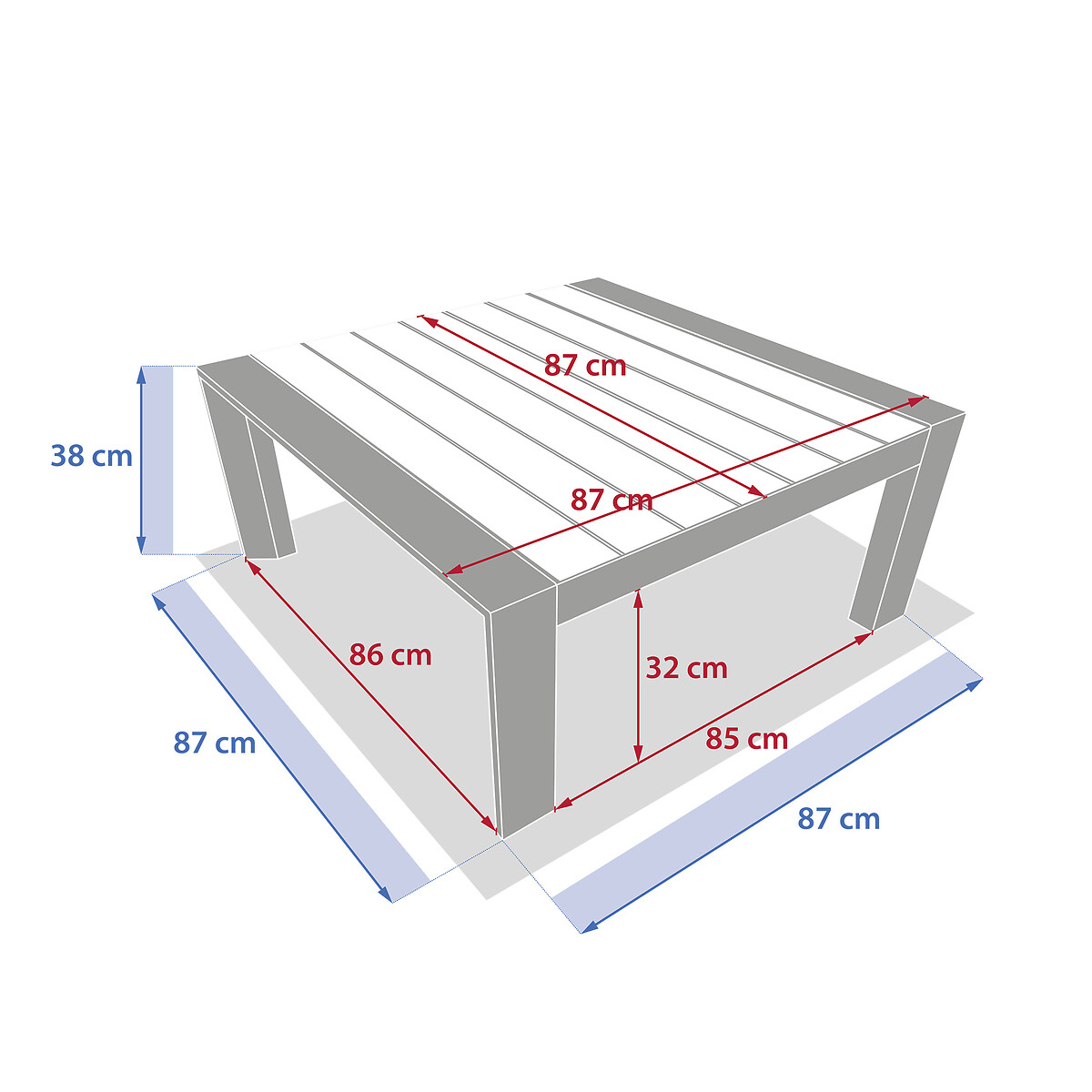 Mesa de centro EVASION cinza escuro em alum&iacute;nio