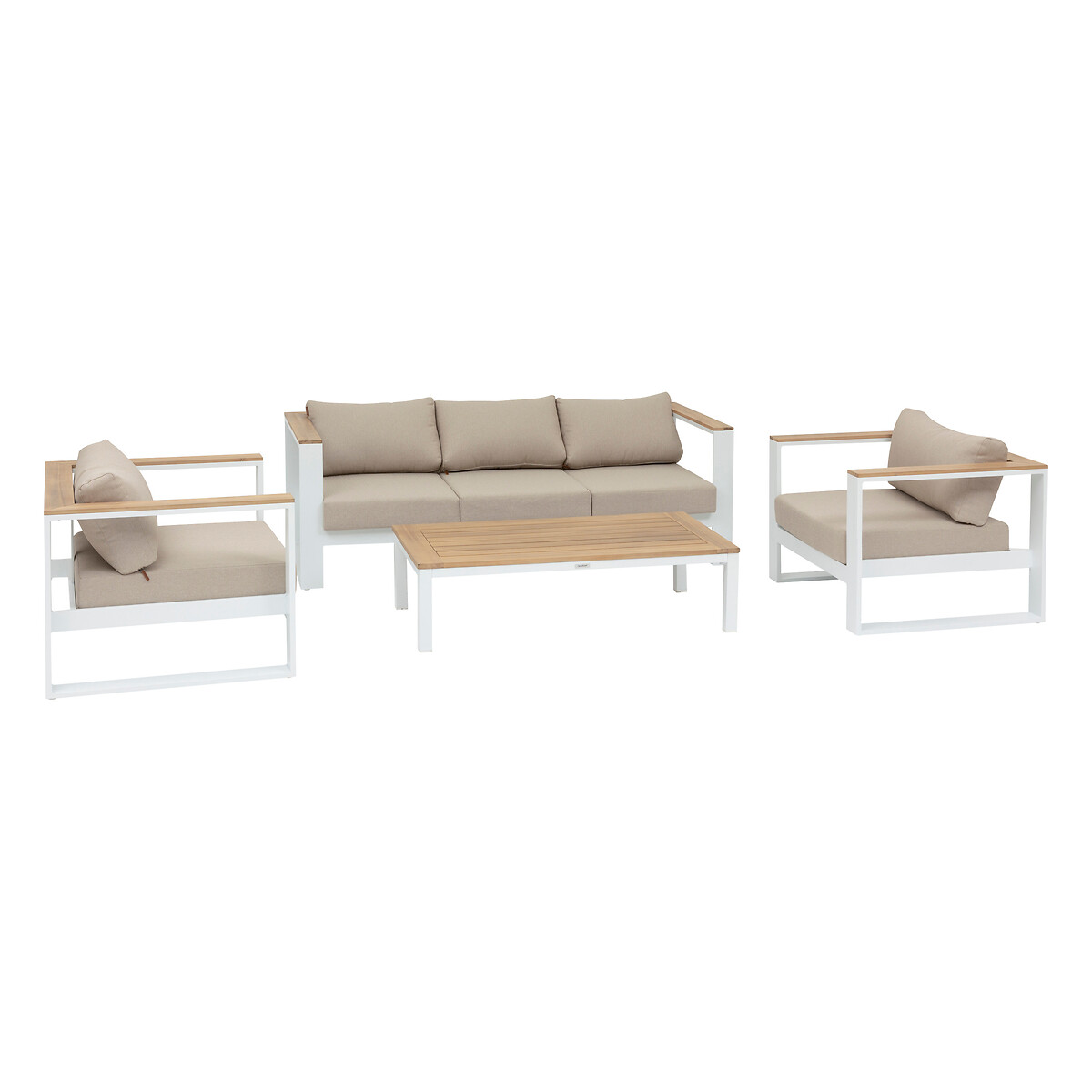 Conjunto de jardim EMPERIA branco em madeira ac&aacute;cia