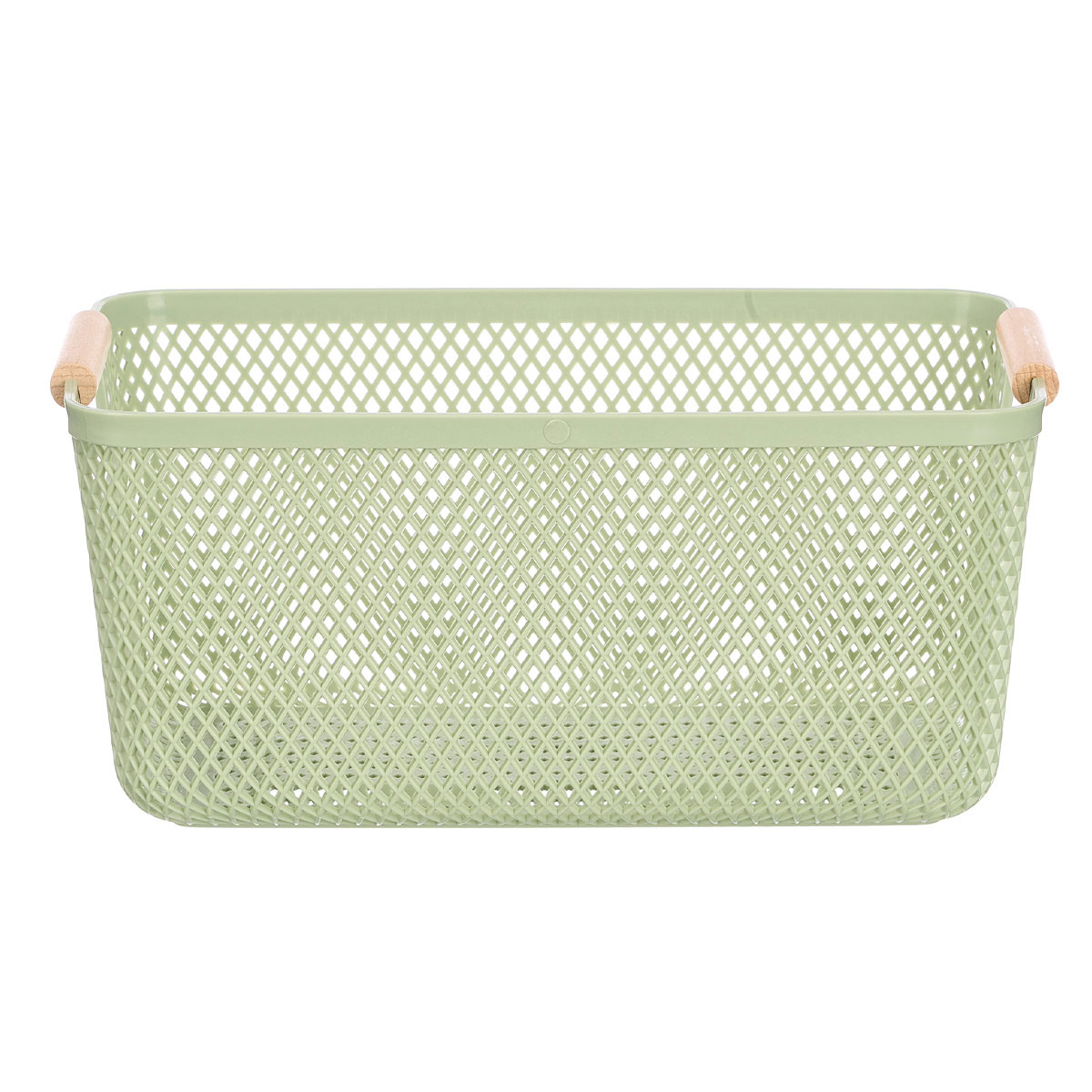 Cesto verde com pega em bambu 36x22cm