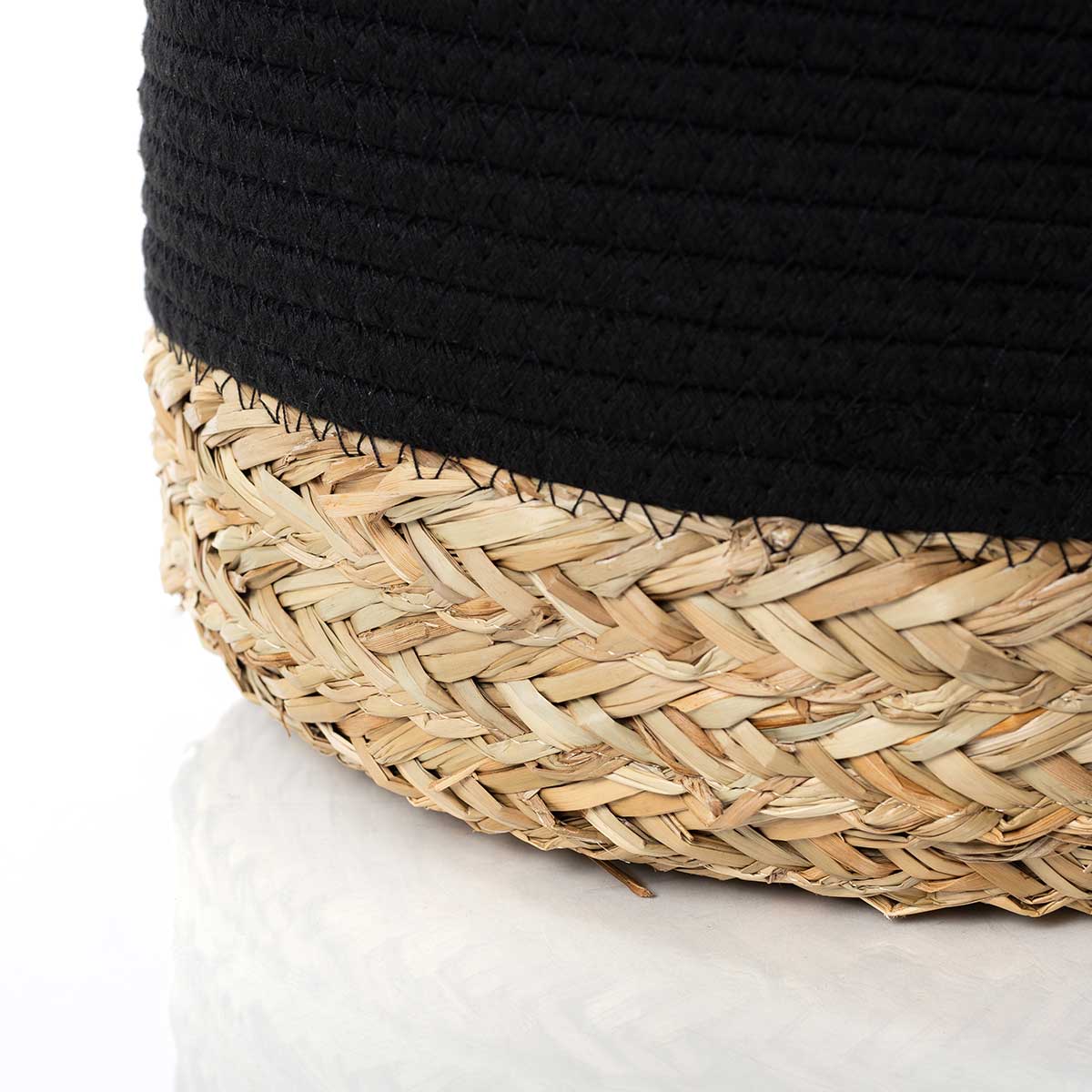 Cesto wc preto e natural 25x32cm